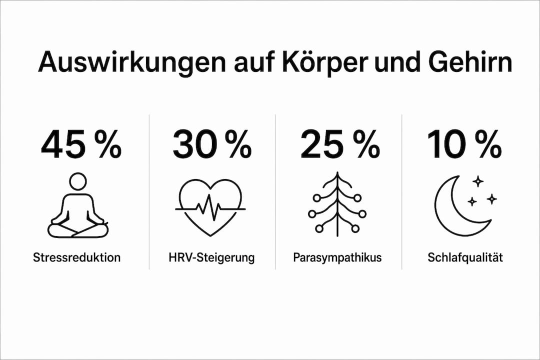 Übersichtliche Infografik: Zahlen und Fakten zur Wirkung von Atemübungen auf Körper und Geist