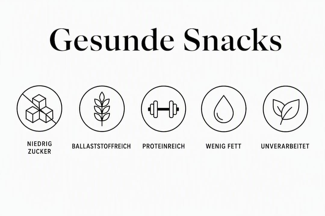 Grafik: Was zeichnet einen gesunden Snack aus? Die wichtigsten Merkmale auf einen Blick.