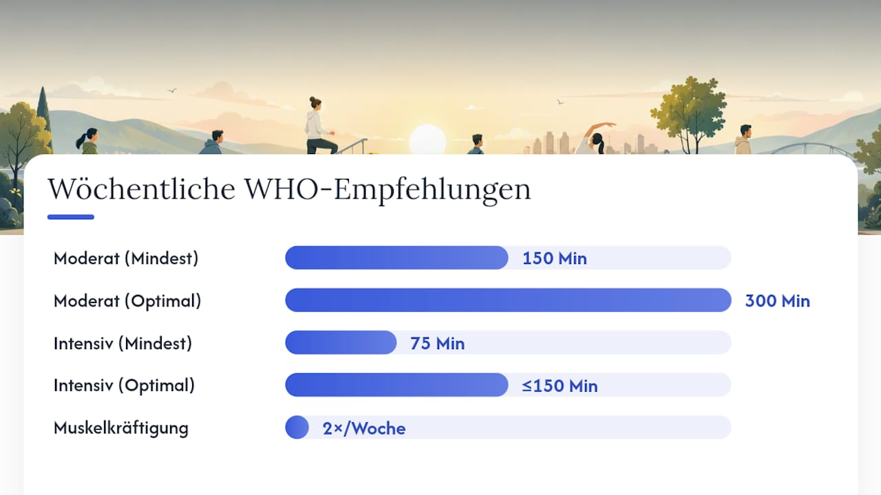 Übersicht der wöchentlichen Bewegungsempfehlungen nach Intensität