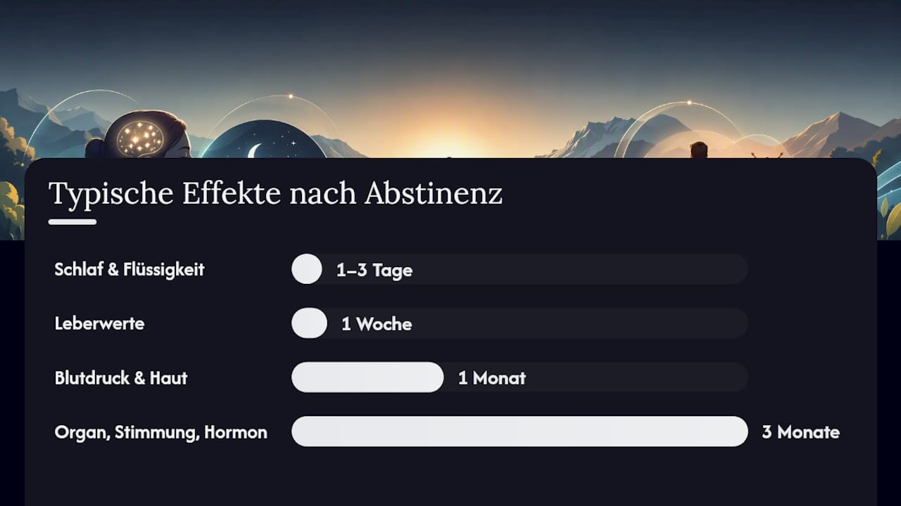 Wie sich der Verzicht auf Alkohol nach und nach auf die Gesundheit auswirkt – ein Überblick über die verschiedenen Phasen der positiven Veränderungen im Körper.
